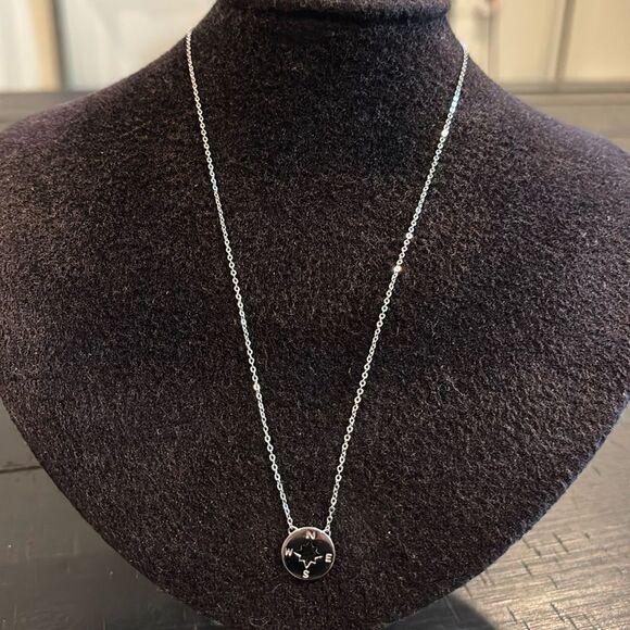 925 Sterling Silver Chain Compass Charm Follow Your Journey Necklace - Picture 1 of 8